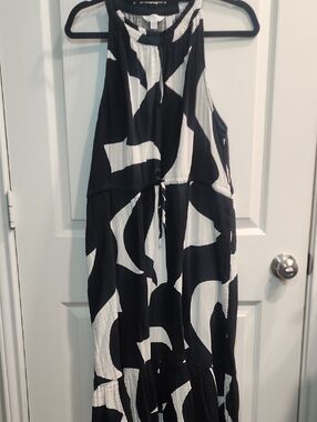 Time and Tru Navy and White Drawstring Waist Dress